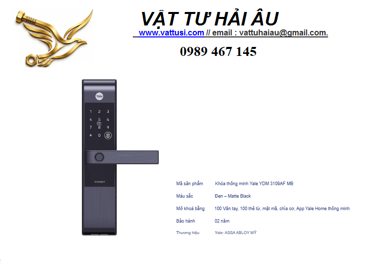 Khóa thông minh Yale YDM 3109AF MB Khóa thông minh Yale YDM 3109AF MB