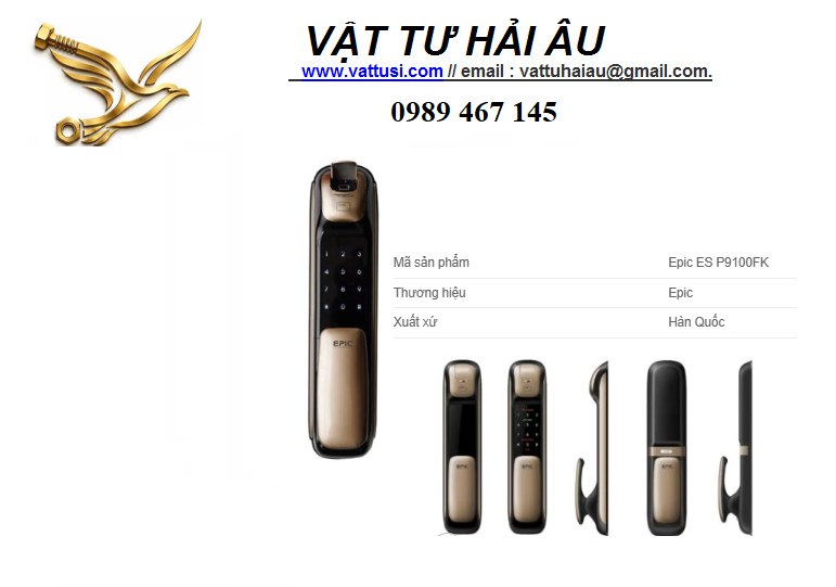 KHÓA CỬA THÔNG MINH EPIC ES-P9100FK KHÓA CỬA THÔNG MINH EPIC ES-P9100FK