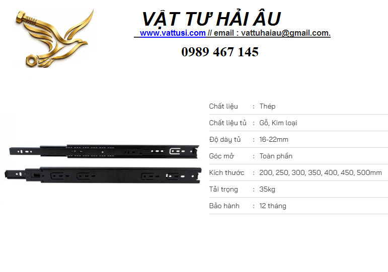 Thanh ray trượt 3 tầng VICKINI 02428 BPR Thanh ray trượt 3 tầng VICKINI 02428 BPR