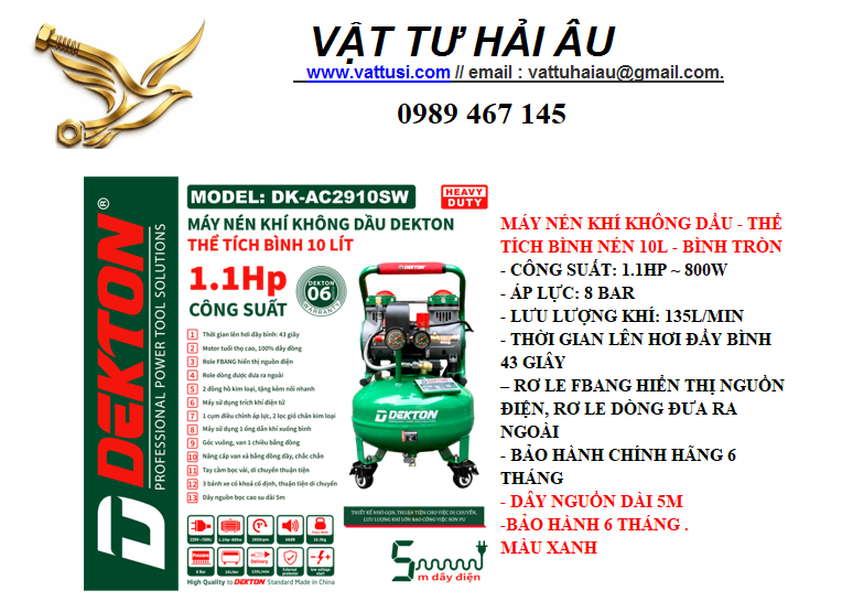 MÁY NÉN KHÔNG KHÍ DẦU DK AC2910SW MÁY NÉN KHÔNG KHÍ DẦU DK AC2910SW